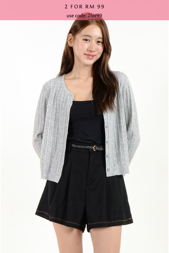 Carly Cable Knitted Top - Grey