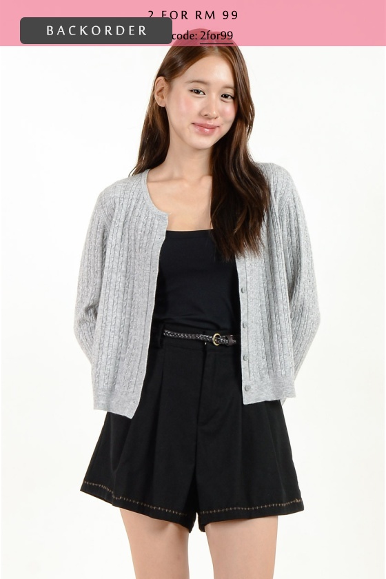 [BackOrder ETA 15 Oct] Carly Cable Knitted Top - Grey