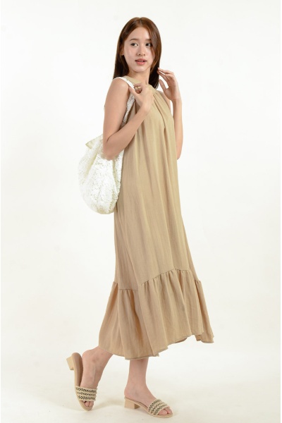 Taytum Halter Layered Dress - Khaki