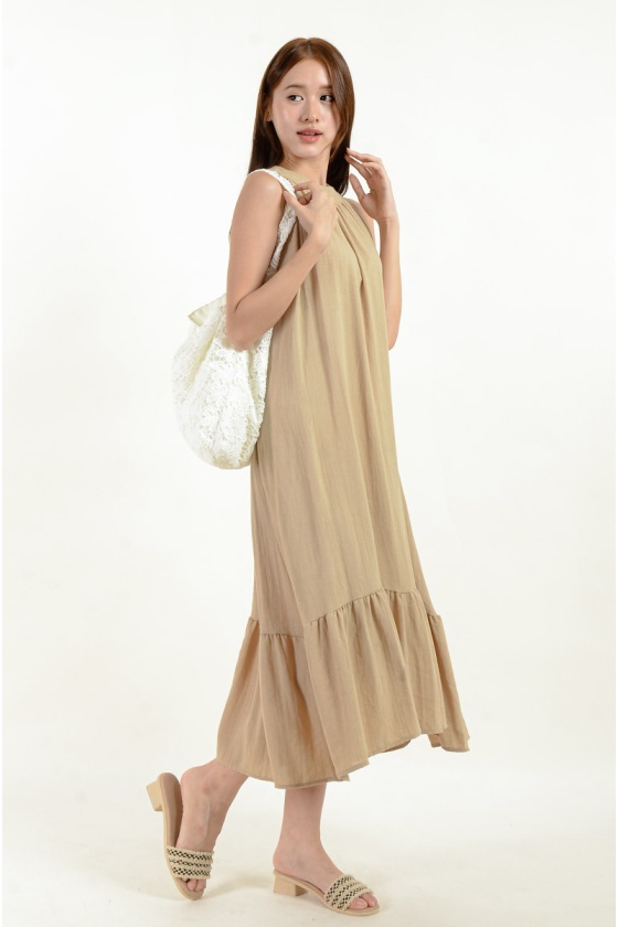 Taytum Halter Layered Dress - Khaki