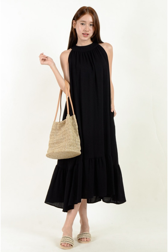 Taytum Halter Layered Dress - Black