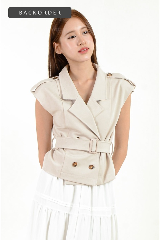 [BackOrder ETA 25 July] Aspen Button Vest - Beige