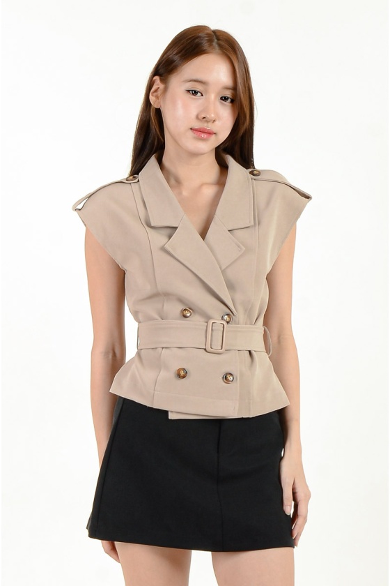 Aspen Button Vest - Khaki