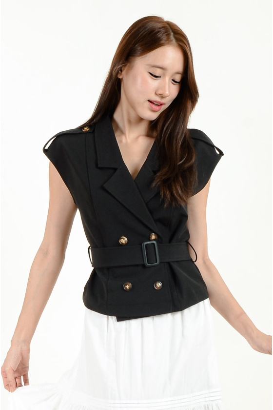 Aspen Button Vest - Black