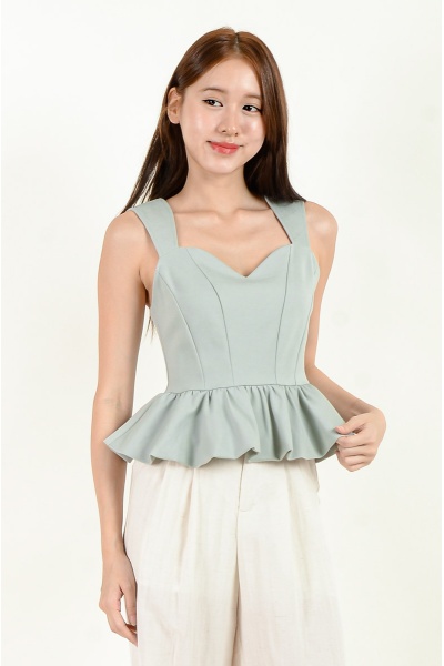 Aila Peplum Bubble Top - Mint