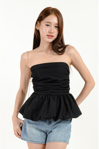 Abigayle Tube Bubble Top - Black