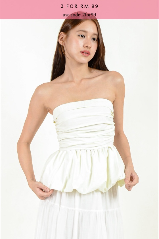 Abigayle Tube Bubble Top - Beige