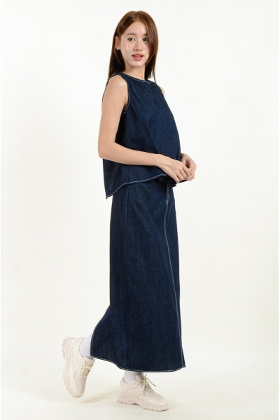 Belen V Back Denim Set