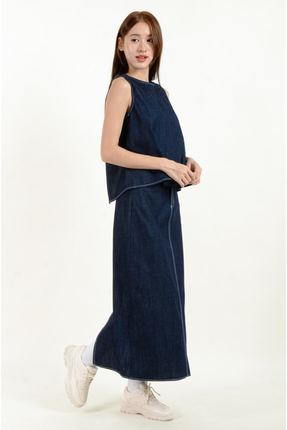 Belen V Back Denim Set