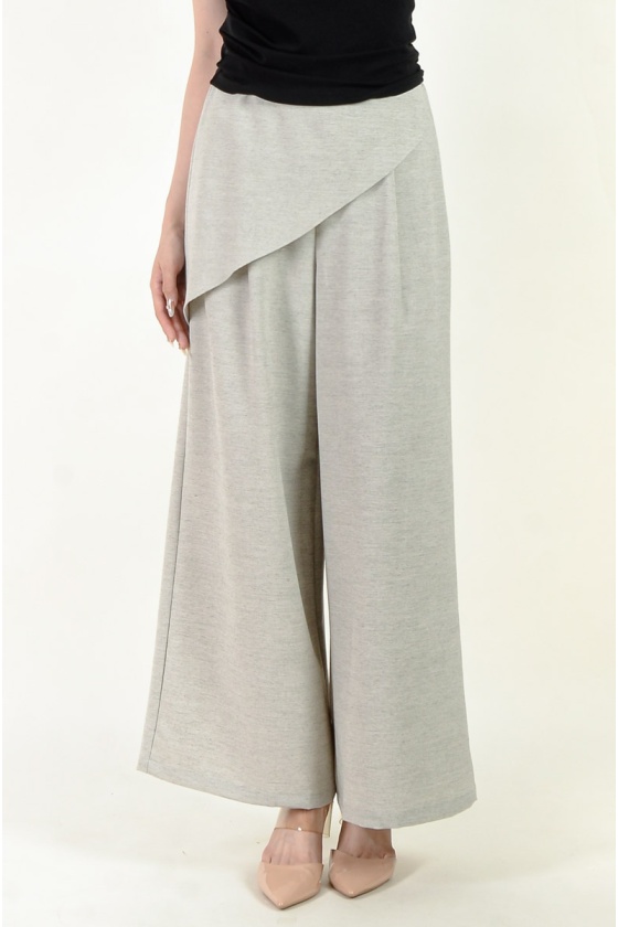 Denise Overlay Palazzo Pants - Light Grey