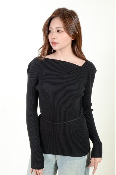 Paulina Toga Knitted Top - Black