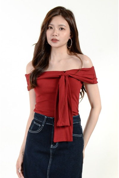 Mercy Off Shoulder Top - Wine