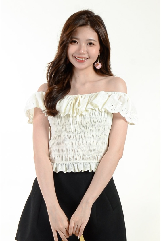 Alena Off Shoulder Smocked Top - Yellow