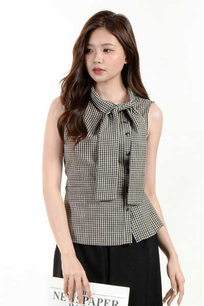 [BackOrder ETA 26 Sept] Nicole Checker Bow Top