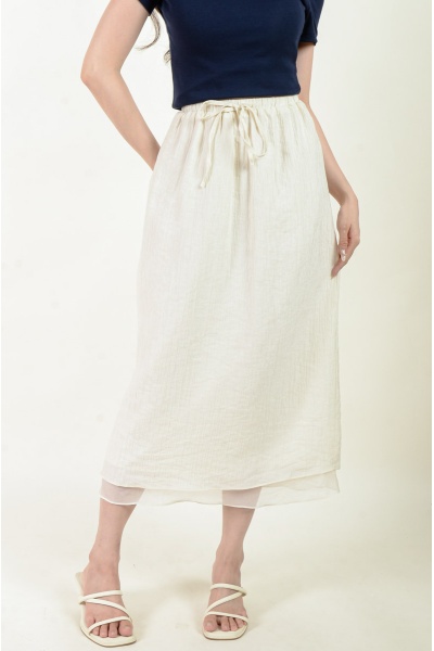 Paulina Layered Maxi Skirt - Beige