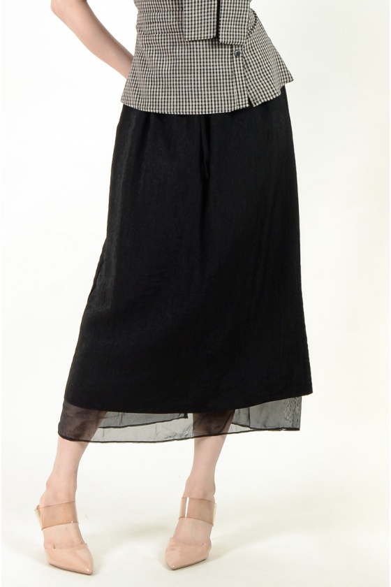 Paulina Layered Maxi Skirt - Black