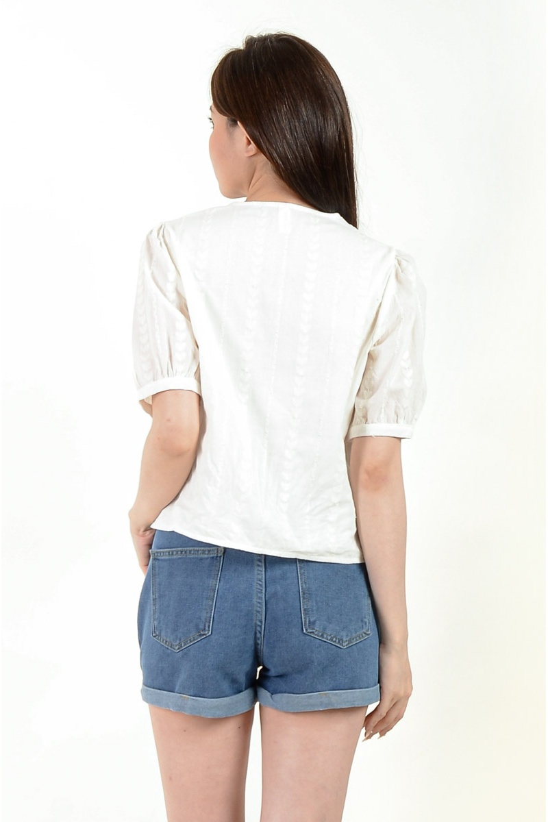 Skye Eyelet V Neck Top