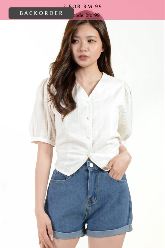 [BackOrder ETA 15 Oct] Skye Eyelet V Neck Top
