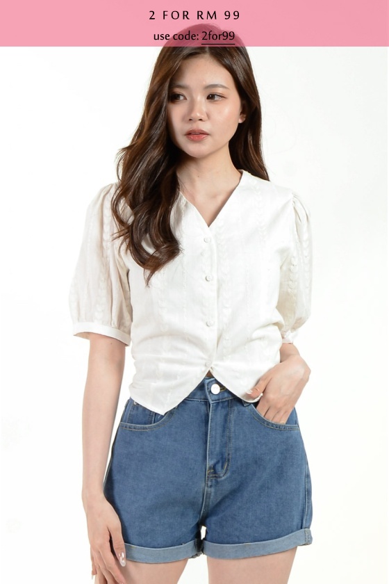 Skye Eyelet V Neck Top
