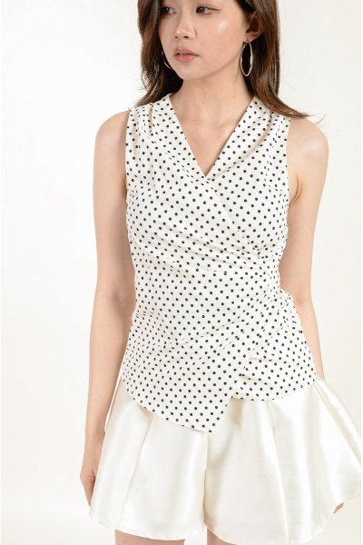 Patience Polka Wrap Top - Cream