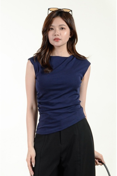 Yurem Cinched Waist Tee with Padding - Navy