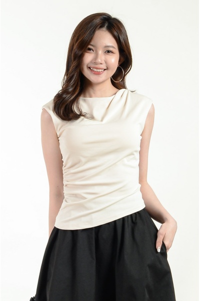 Yurem Cinched Waist Tee with Padding - Cream