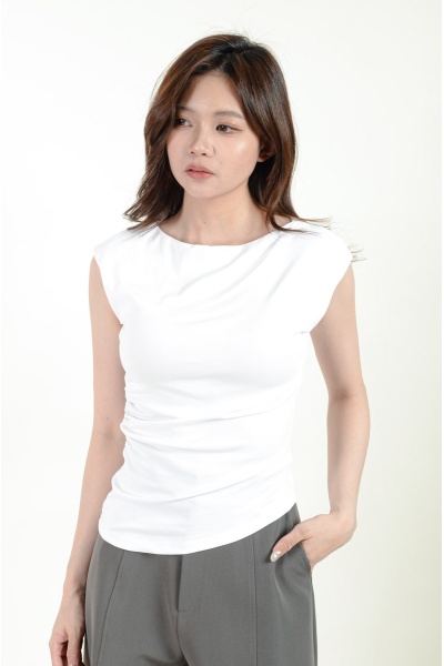 Yurem Cinched Waist Tee with Padding - White