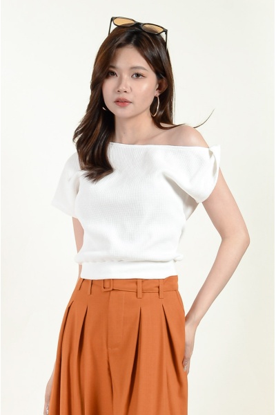 Miah Toga Waffle Top - White