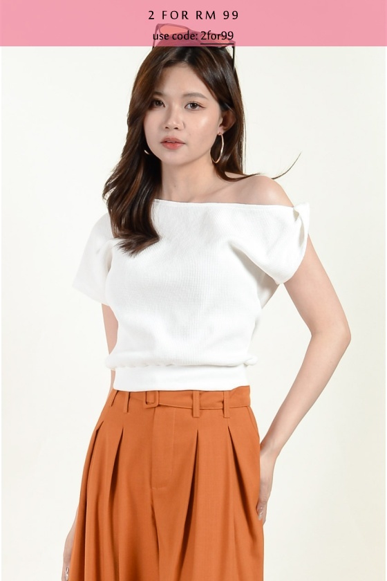 Miah Toga Waffle Top - White