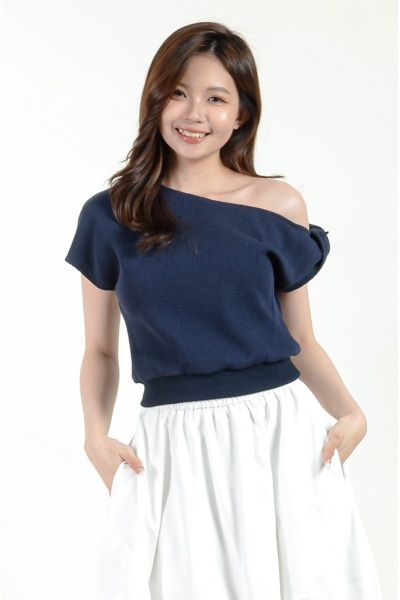 Miah Toga Waffle Top - Navy