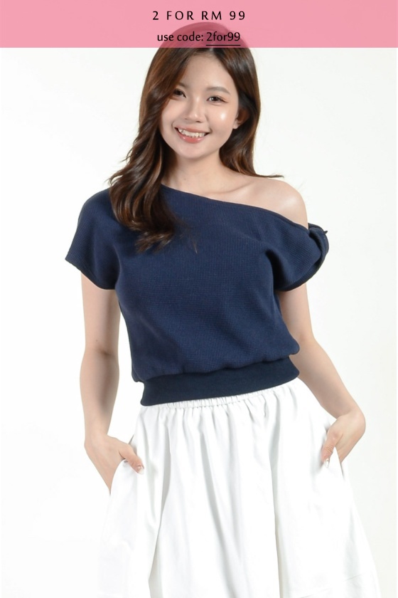 Miah Toga Waffle Top - Navy