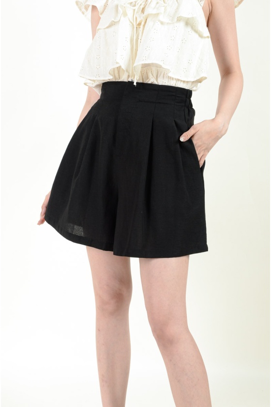 Chelsea Linen Shorts - Black