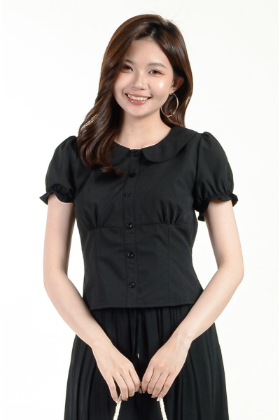 Maritza Babydoll Top - Black