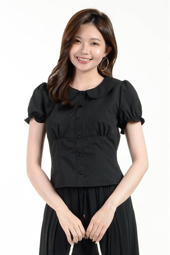 Maritza Babydoll Top - Black