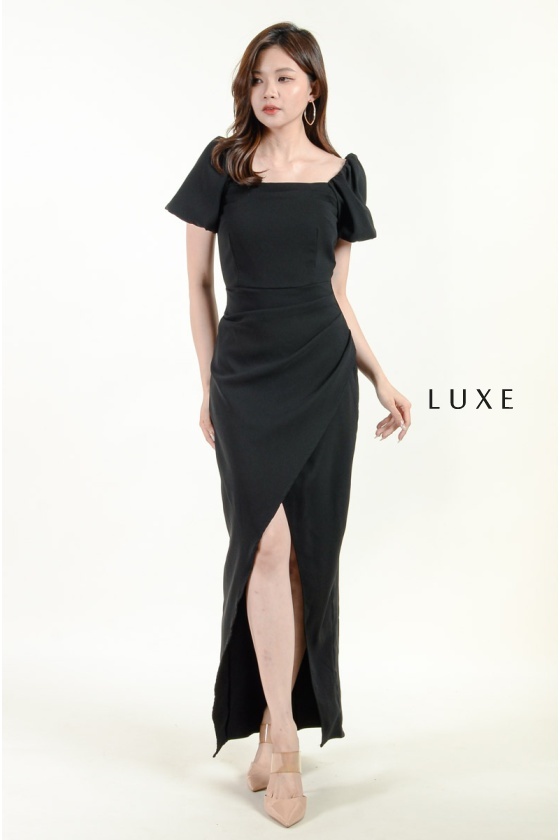 Haiden Puff Sleeve Dress - Black
