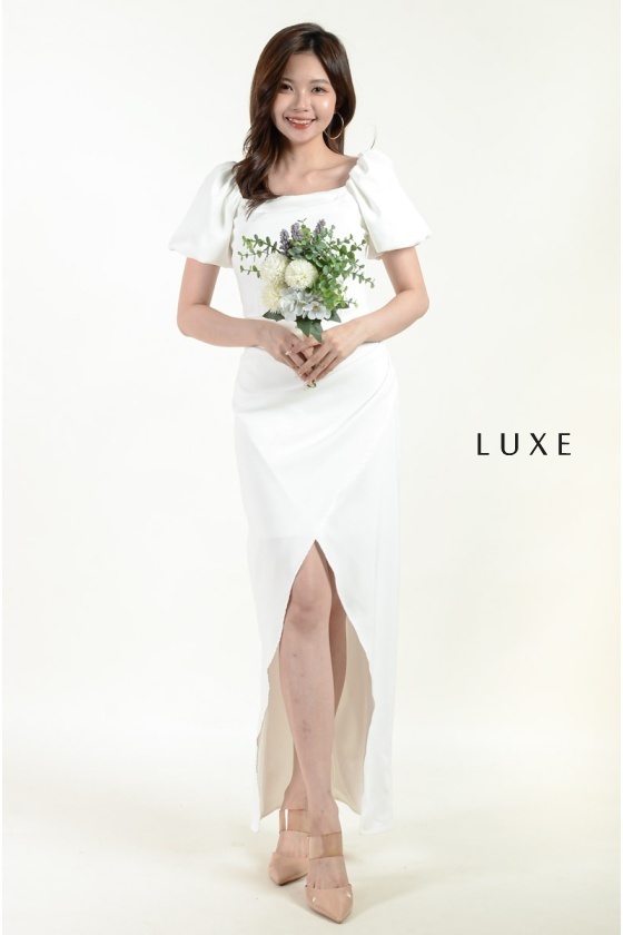 Haiden Puff Sleeve Dress - White