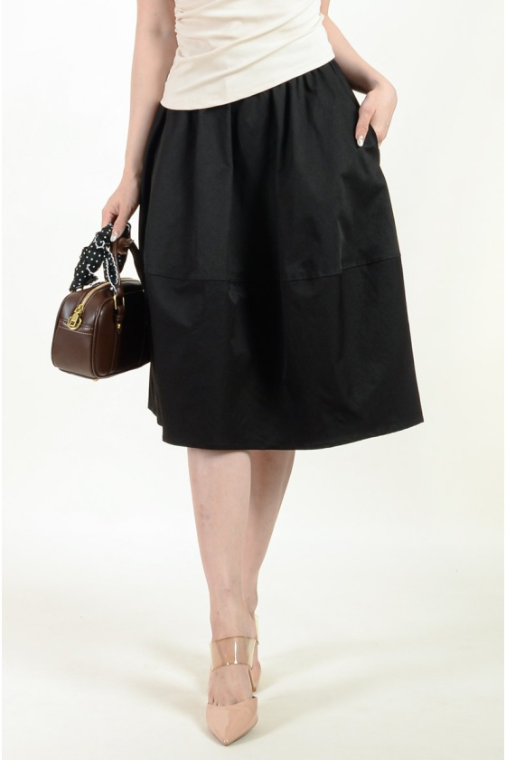 Alejandra Bubble Midi Skirt - Black
