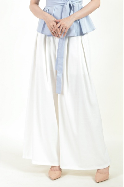 Yasmine Belted Wide Leg Pants - White