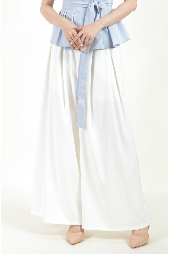 Yasmine Belted Wide Leg Pants - White