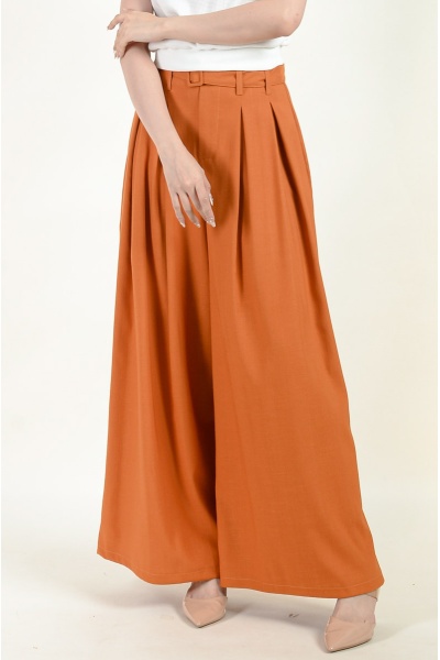 Yasmine Belted Wide Leg Pants - Orange