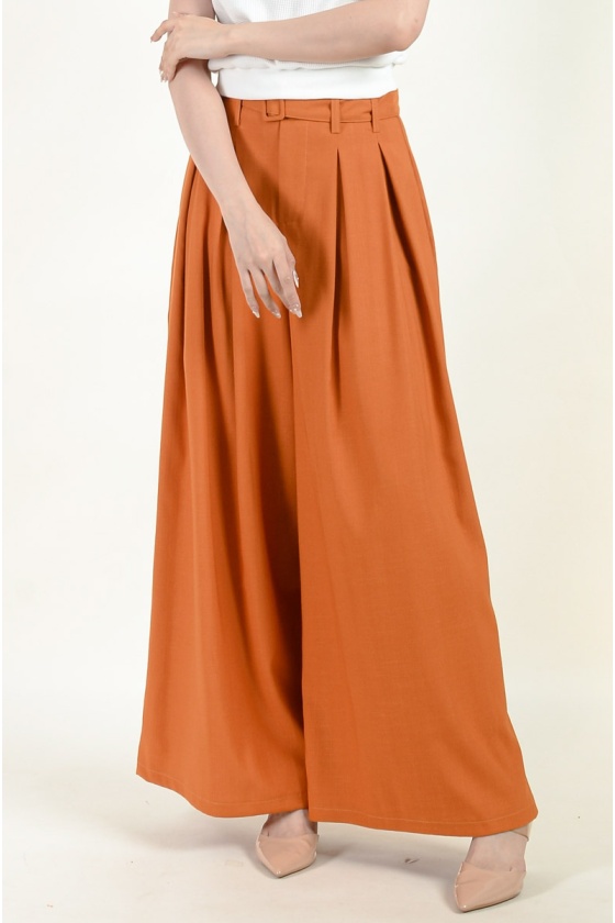 Yasmine Belted Wide Leg Pants - Orange