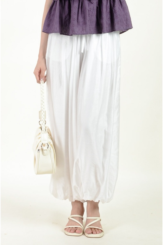 Jewel Bubble Long Pants - White