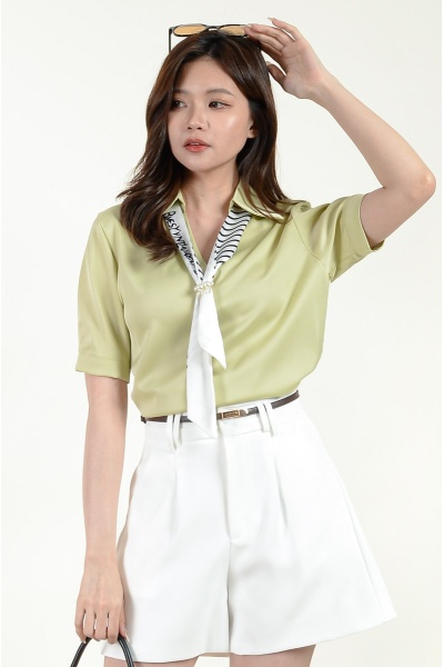 Piper Shirt with Scarf - Mint