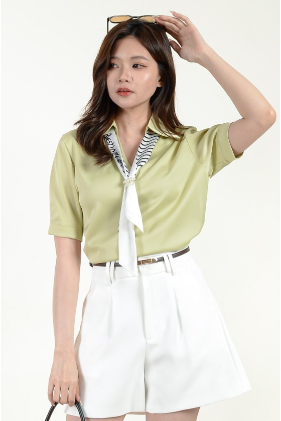 Piper Shirt with Scarf - Mint