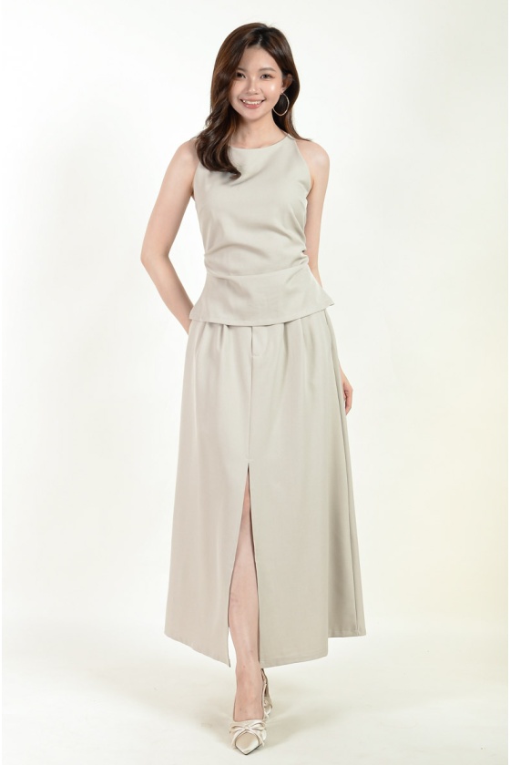 Angela Cut In Top with Skirt - Cream