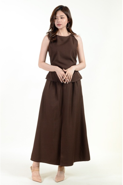 Angela Cut In Top with Skirt - Coffee