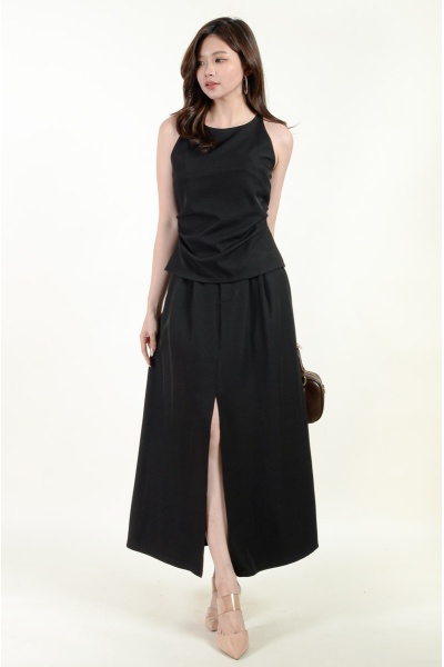 Angela Cut In Top with Skirt - Black