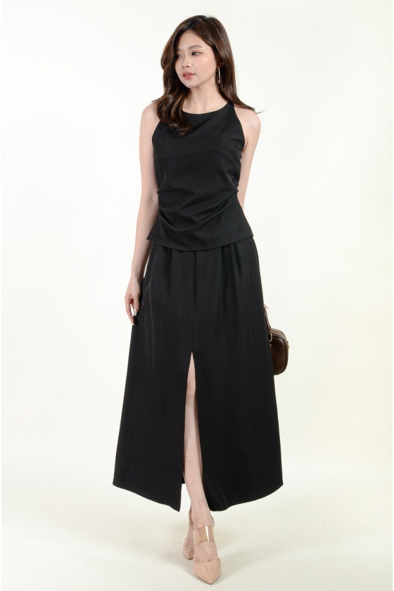 Angela Cut In Top with Skirt - Black